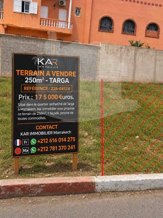 Terrain a vendre 250 m² Targa Marrakech