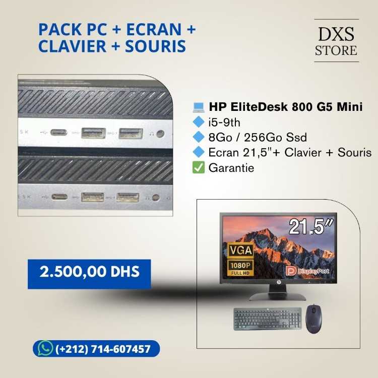 Pack HP EliteDesk 800 G5 Mini - i5/9th - 8/256Nvme